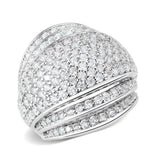 Alamode Rhodium Brass Ring with AAA Grade CZ in Clear - Alamode