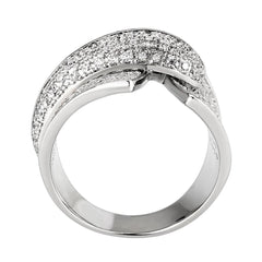 Alamode Rhodium Brass Ring with AAA Grade CZ in Clear - Flyclothing LLC