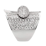 Alamode Rhodium Brass Ring with AAA Grade CZ in Clear - Alamode - Flyclothing LLC