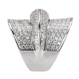 Alamode Rhodium Brass Ring with AAA Grade CZ in Clear - Alamode - Flyclothing LLC