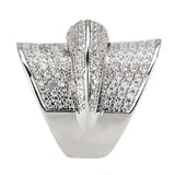 Alamode Rhodium Brass Ring with AAA Grade CZ in Clear - Alamode - Flyclothing LLC