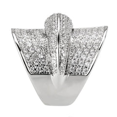 Alamode Rhodium Brass Ring with AAA Grade CZ in Clear - Alamode