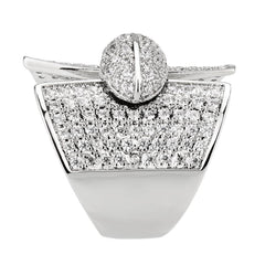 Alamode Rhodium Brass Ring with AAA Grade CZ in Clear - Alamode