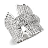 Alamode Rhodium Brass Ring with AAA Grade CZ in Clear - Alamode