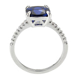 Alamode Rhodium Brass Ring with Semi-Precious in London Blue - Alamode