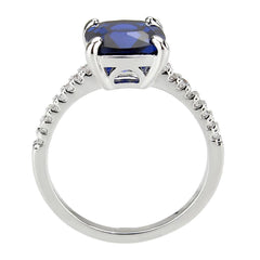 Alamode Rhodium Brass Ring with Semi-Precious in London Blue - Alamode
