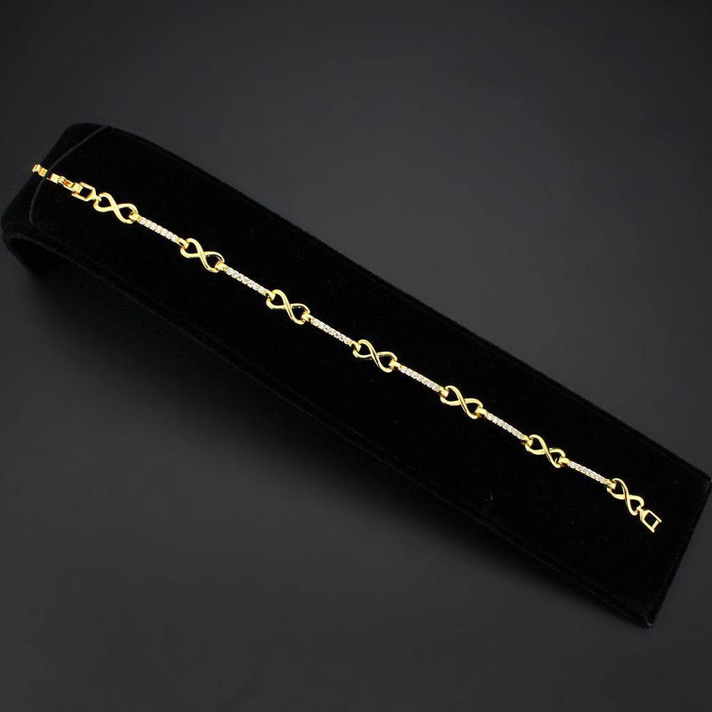 Alamode Flash Gold Brass Bracelet with AAA Grade CZ in Clear - Alamode