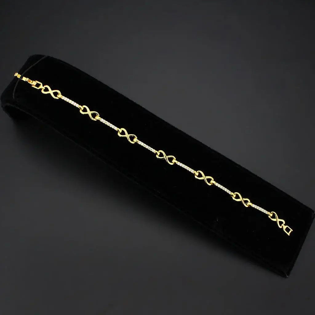 Alamode Flash Gold Brass Bracelet with AAA Grade CZ in Clear - Alamode - Flyclothing LLC