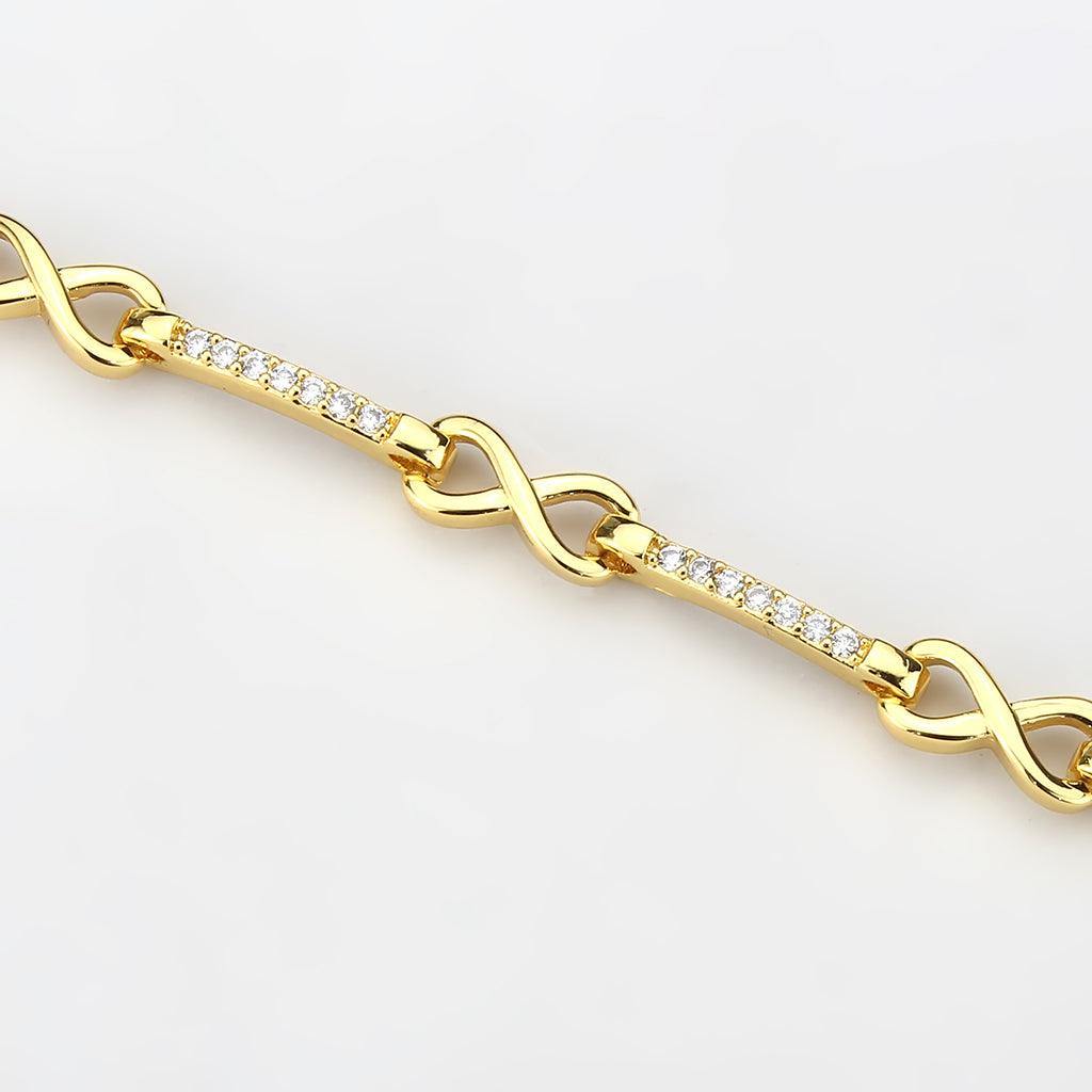 Alamode Flash Gold Brass Bracelet with AAA Grade CZ in Clear - Alamode