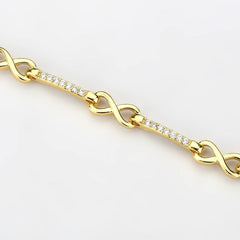 Alamode Flash Gold Brass Bracelet with AAA Grade CZ in Clear - Alamode