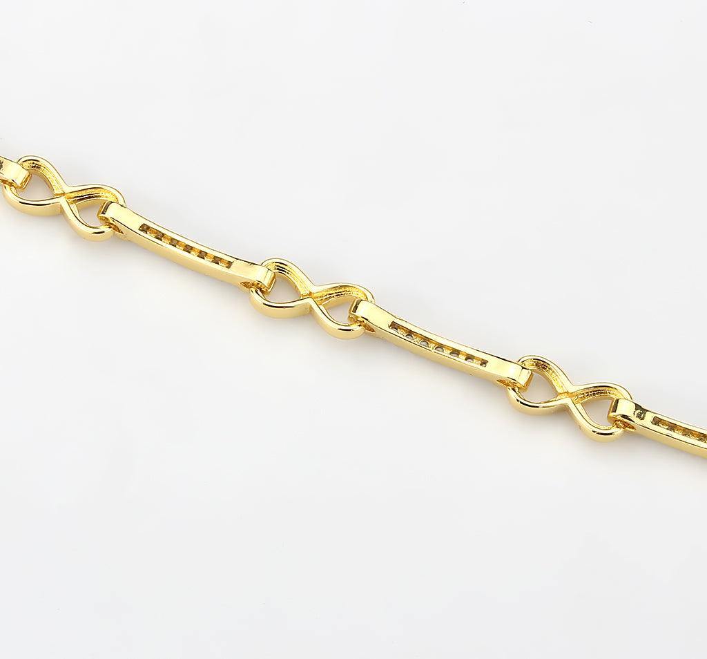 Alamode Flash Gold Brass Bracelet with AAA Grade CZ in Clear - Alamode