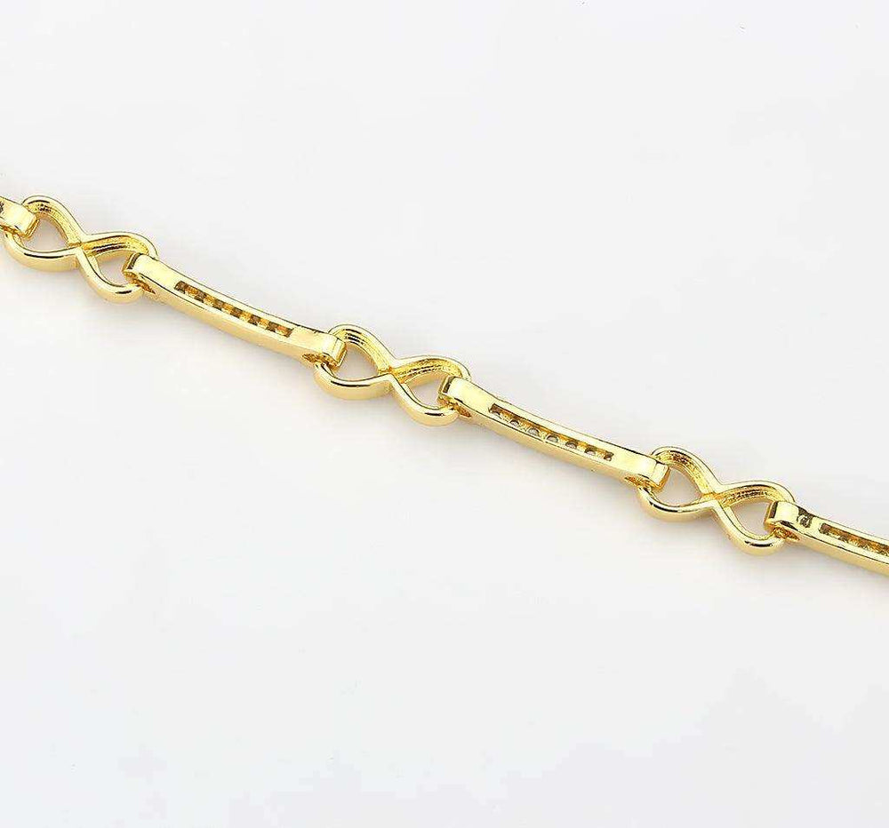 Alamode Flash Gold Brass Bracelet with AAA Grade CZ in Clear - Alamode - Flyclothing LLC