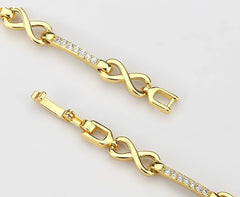 Alamode Flash Gold Brass Bracelet with AAA Grade CZ in Clear - Alamode