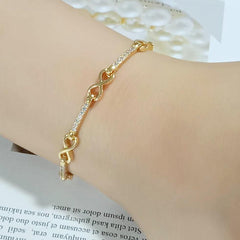 Alamode Flash Gold Brass Bracelet with AAA Grade CZ in Clear - Alamode