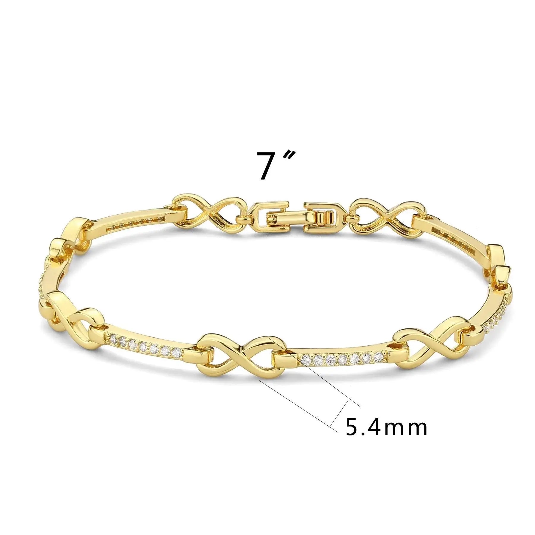 Alamode Flash Gold Brass Bracelet with AAA Grade CZ in Clear - Alamode - Flyclothing LLC