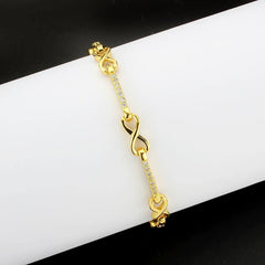 Alamode Flash Gold Brass Bracelet with AAA Grade CZ in Clear - Alamode