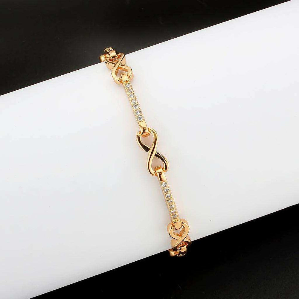 Alamode Flash Rose Gold Brass Bracelet with AAA Grade CZ in Clear - Alamode - Flyclothing LLC