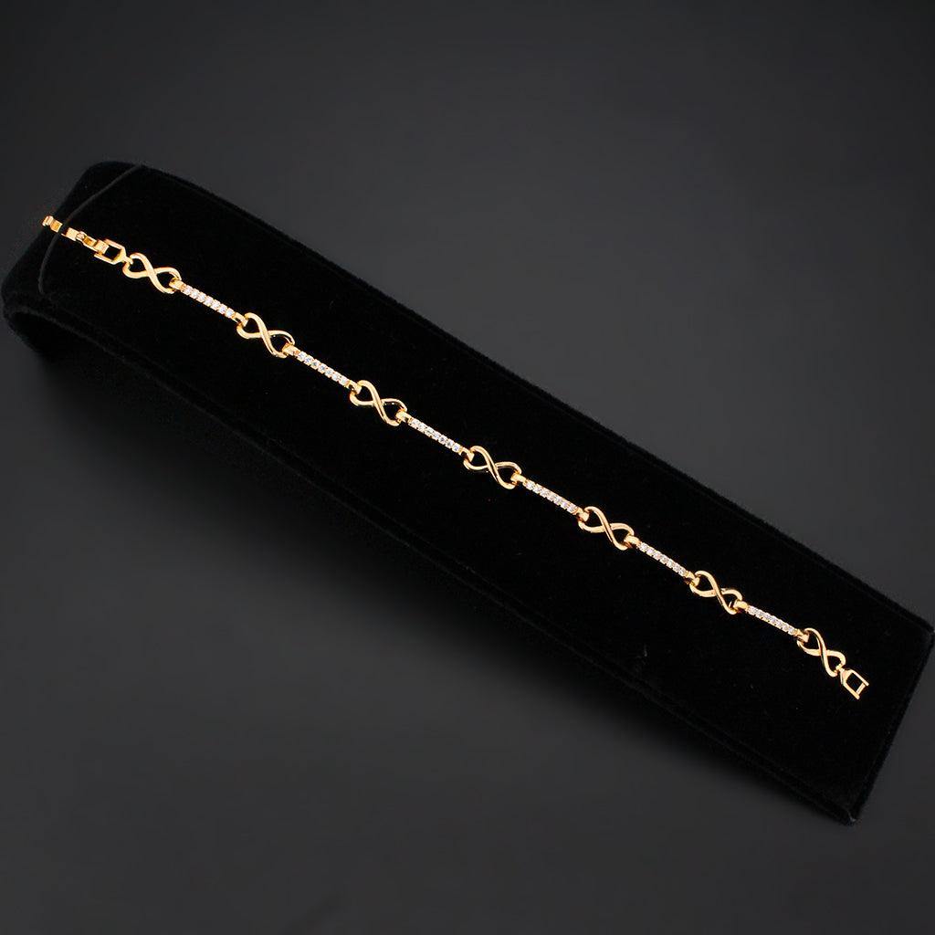 Alamode Flash Rose Gold Brass Bracelet with AAA Grade CZ in Clear - Alamode