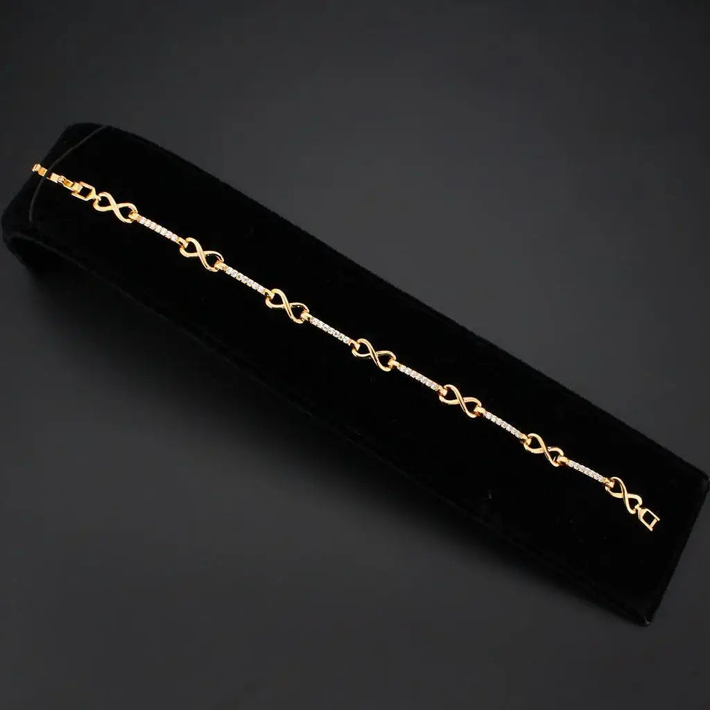 Alamode Flash Rose Gold Brass Bracelet with AAA Grade CZ in Clear - Alamode - Flyclothing LLC