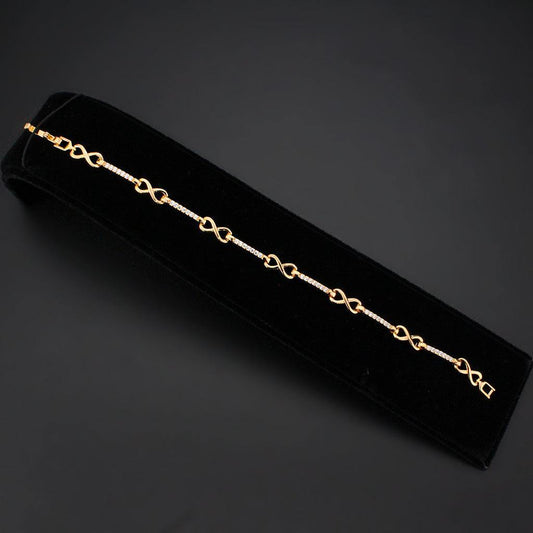 Alamode Flash Rose Gold Brass Bracelet with AAA Grade CZ in Clear - Alamode