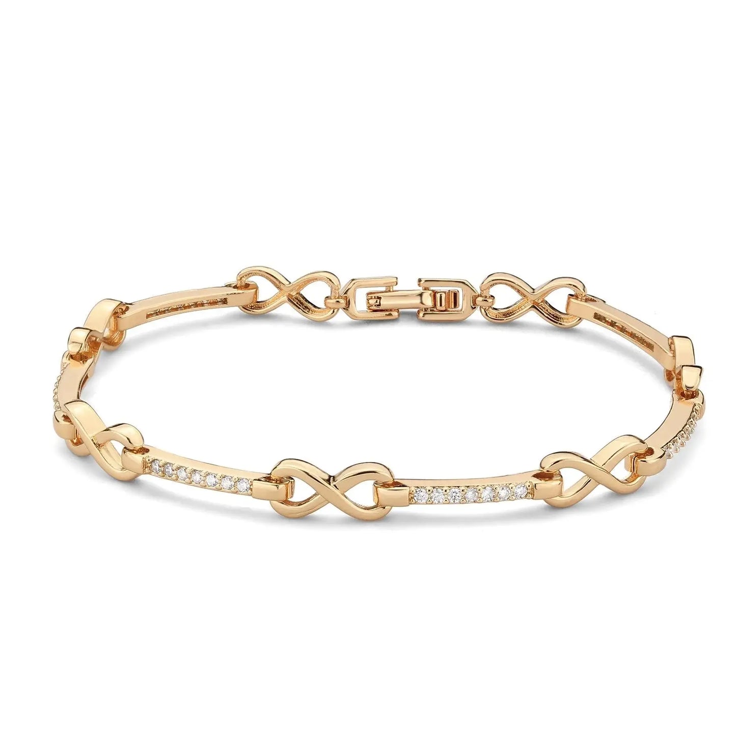 Alamode Flash Rose Gold Brass Bracelet with AAA Grade CZ in Clear - Alamode - Flyclothing LLC