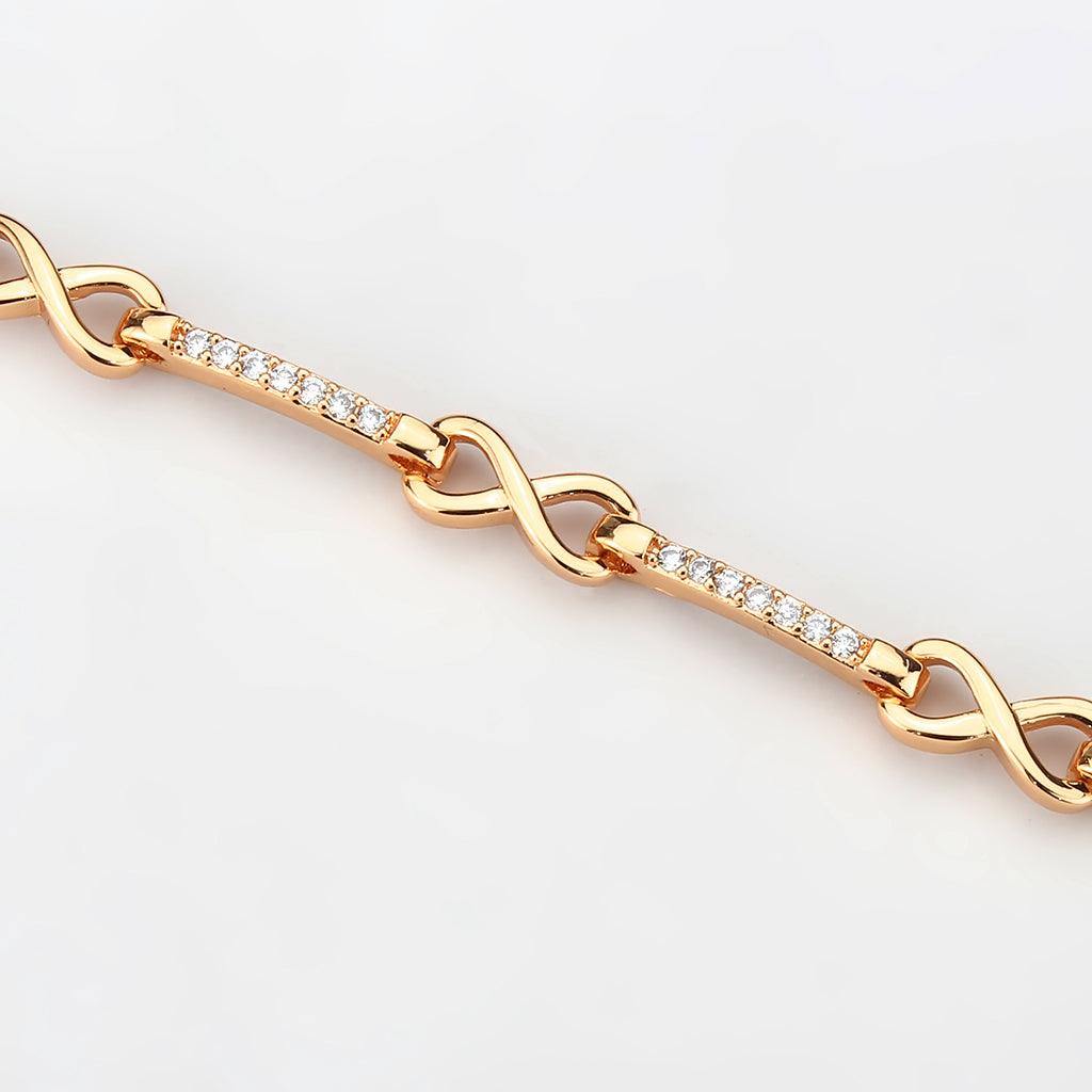 Alamode Flash Rose Gold Brass Bracelet with AAA Grade CZ in Clear - Alamode