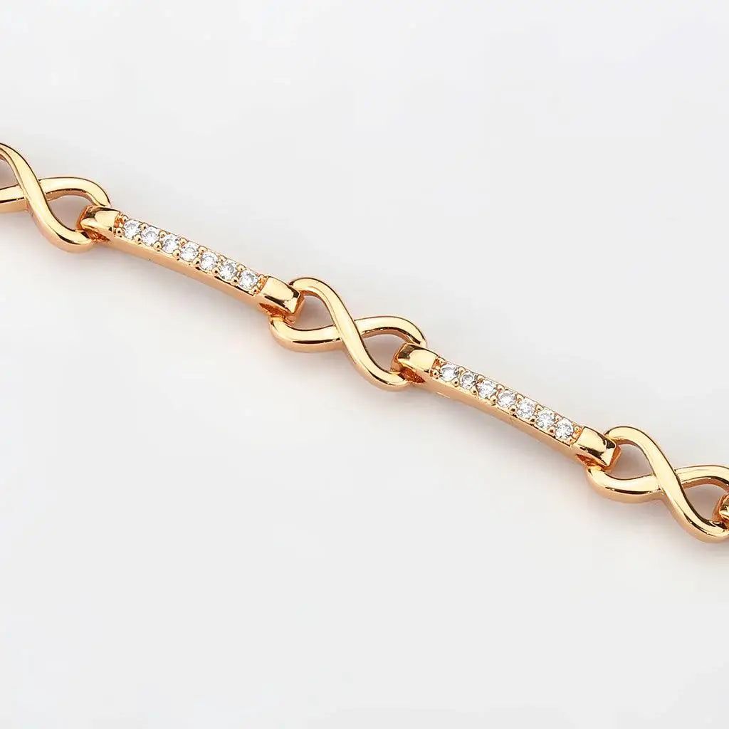 Alamode Flash Rose Gold Brass Bracelet with AAA Grade CZ in Clear - Alamode - Flyclothing LLC