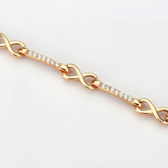 Alamode Flash Rose Gold Brass Bracelet with AAA Grade CZ in Clear - Alamode