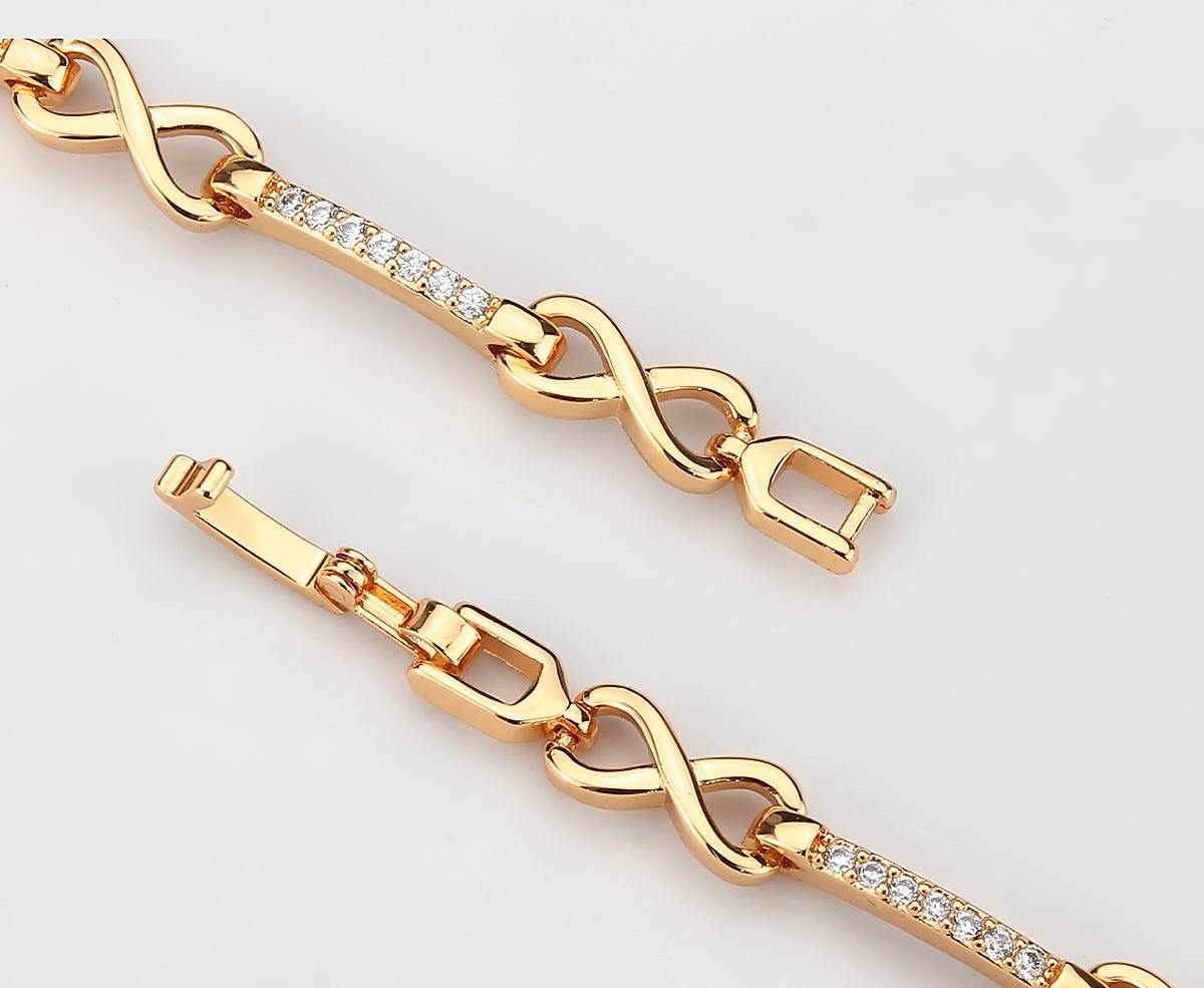 Alamode Flash Rose Gold Brass Bracelet with AAA Grade CZ in Clear - Alamode