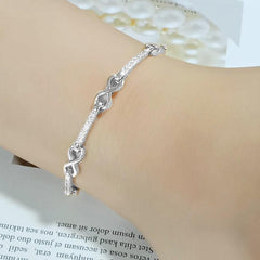 Alamode Rhodium Brass Bracelet with AAA Grade CZ in Clear - Alamode