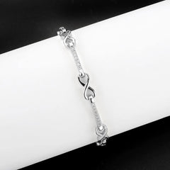 Alamode Rhodium Brass Bracelet with AAA Grade CZ in Clear - Alamode