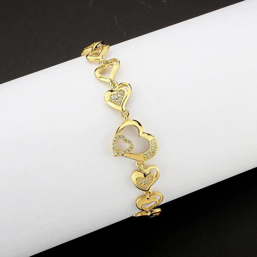 Alamode Flash Gold Brass Bracelet with AAA Grade CZ in Clear - Alamode