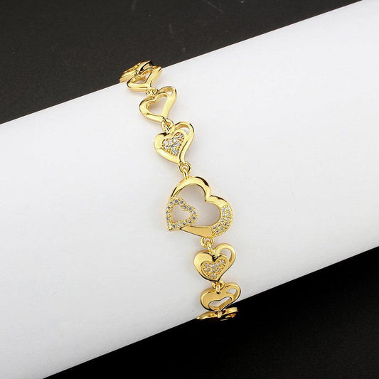 Alamode Flash Gold Brass Bracelet with AAA Grade CZ in Clear - Alamode