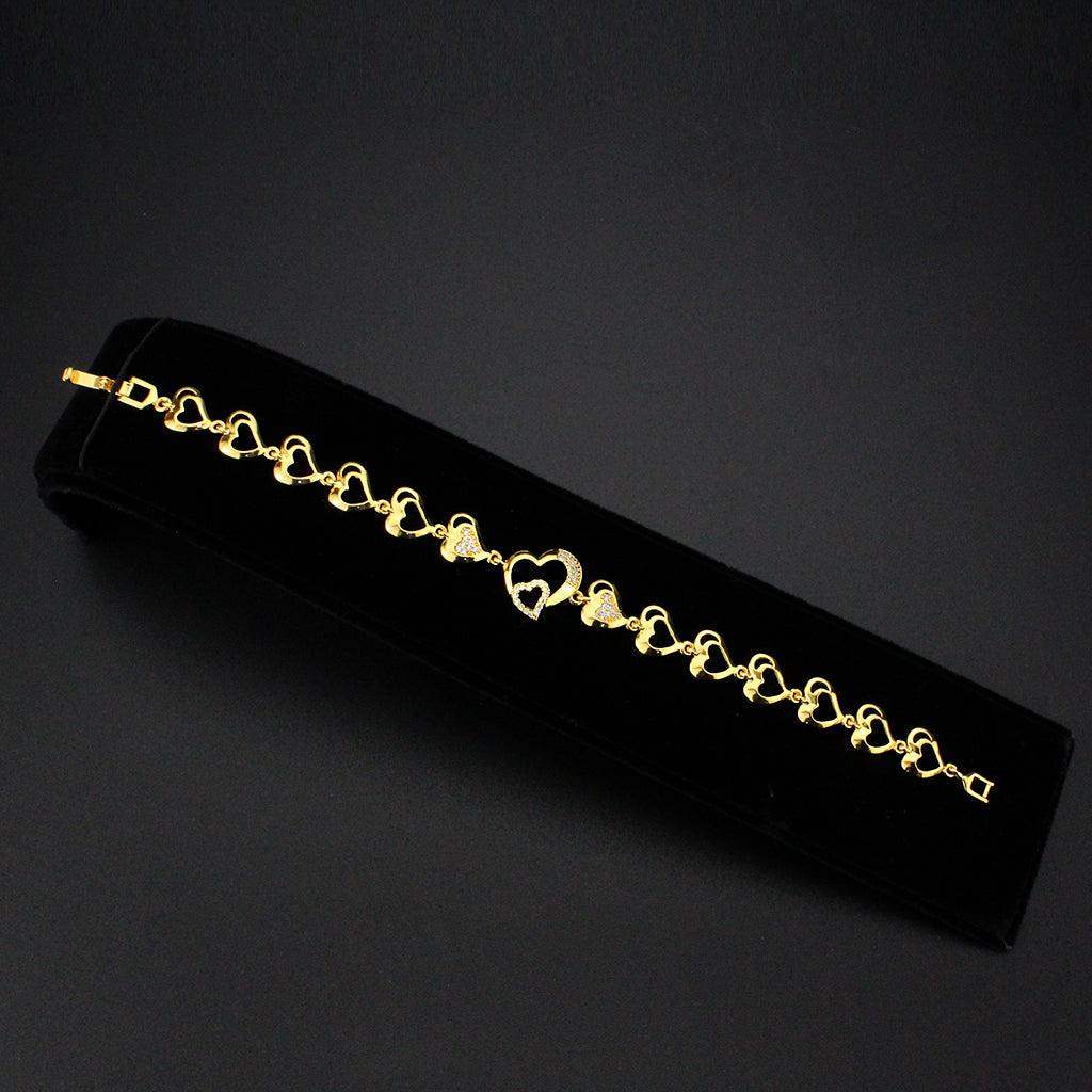 Alamode Flash Gold Brass Bracelet with AAA Grade CZ in Clear - Alamode - Flyclothing LLC