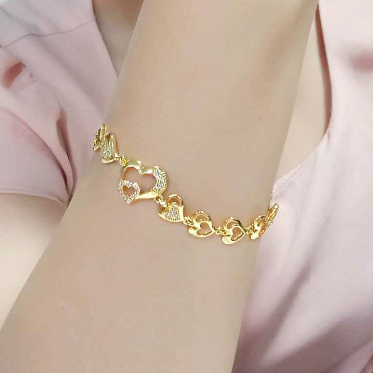 Alamode Flash Gold Brass Bracelet with AAA Grade CZ in Clear - Alamode