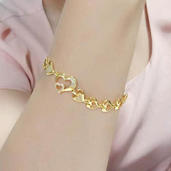 Alamode Flash Gold Brass Bracelet with AAA Grade CZ in Clear - Alamode