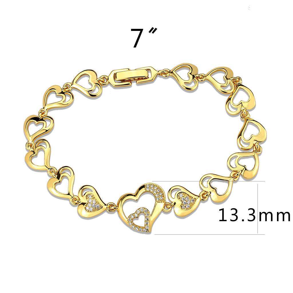 Alamode Flash Gold Brass Bracelet with AAA Grade CZ in Clear - Alamode - Flyclothing LLC
