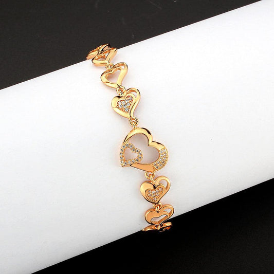 Alamode Flash Rose Gold Brass Bracelet with AAA Grade CZ in Clear - Alamode
