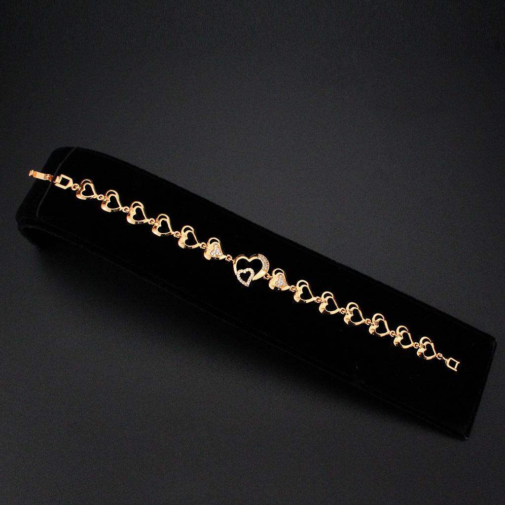 Alamode Flash Rose Gold Brass Bracelet with AAA Grade CZ in Clear - Alamode - Flyclothing LLC
