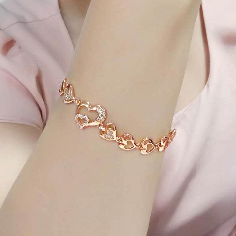 Alamode Flash Rose Gold Brass Bracelet with AAA Grade CZ in Clear - Alamode