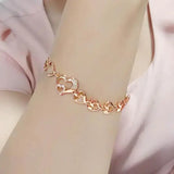 Alamode Flash Rose Gold Brass Bracelet with AAA Grade CZ in Clear - Alamode - Flyclothing LLC