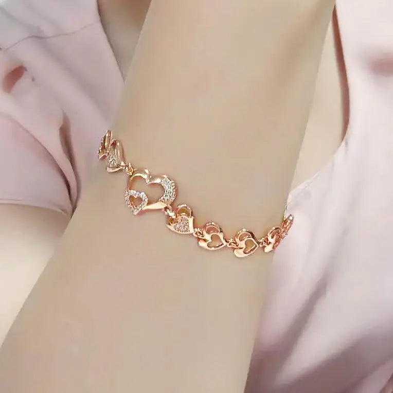 Alamode Flash Rose Gold Brass Bracelet with AAA Grade CZ in Clear - Alamode - Flyclothing LLC