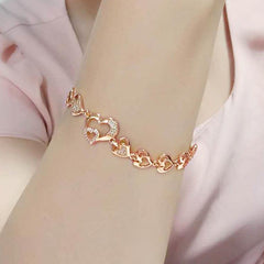 Alamode Flash Rose Gold Brass Bracelet with AAA Grade CZ in Clear - Alamode