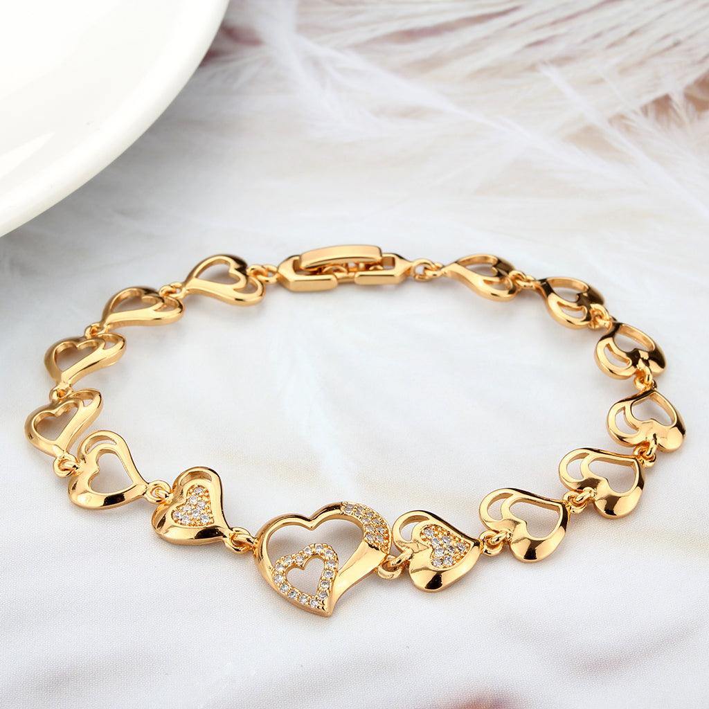 Alamode Flash Rose Gold Brass Bracelet with AAA Grade CZ in Clear - Alamode