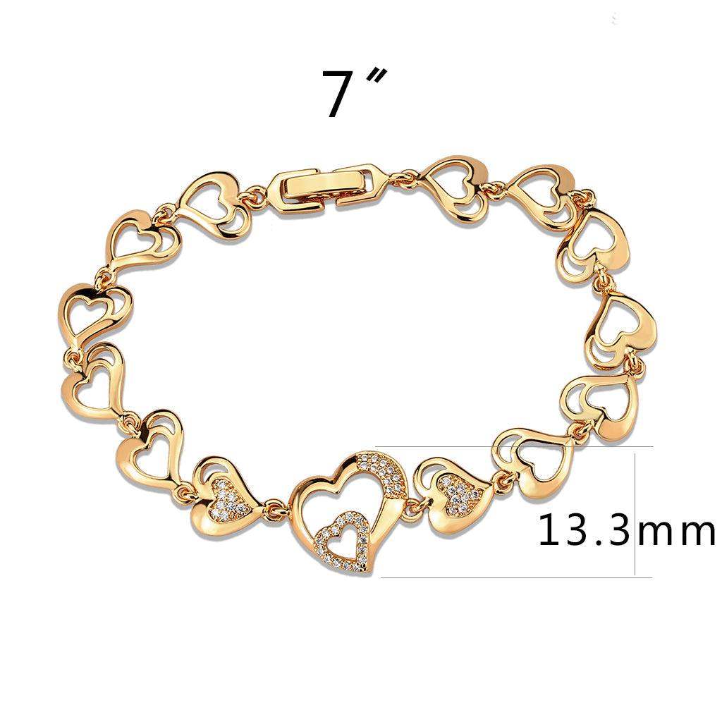 Alamode Flash Rose Gold Brass Bracelet with AAA Grade CZ in Clear - Alamode - Flyclothing LLC