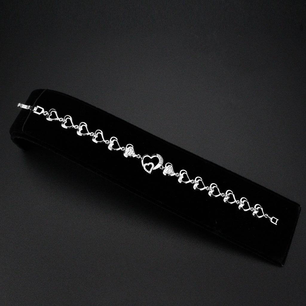 Alamode Rhodium Brass Bracelet with AAA Grade CZ in Clear - Alamode