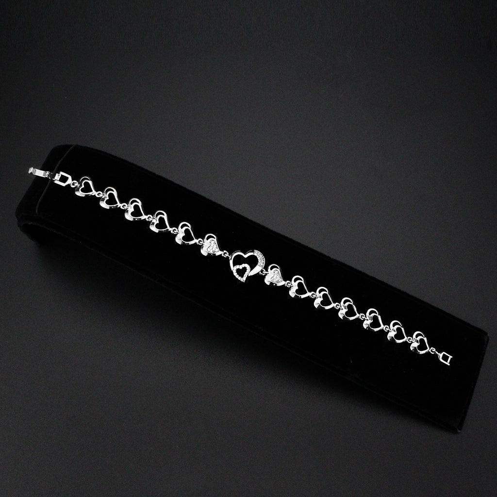 Alamode Rhodium Brass Bracelet with AAA Grade CZ in Clear - Alamode - Flyclothing LLC