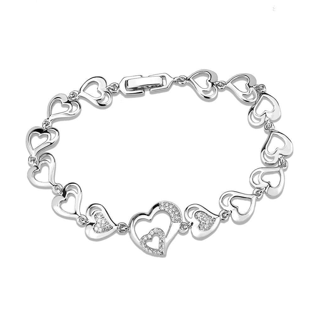 Alamode Rhodium Brass Bracelet with AAA Grade CZ in Clear - Alamode - Flyclothing LLC