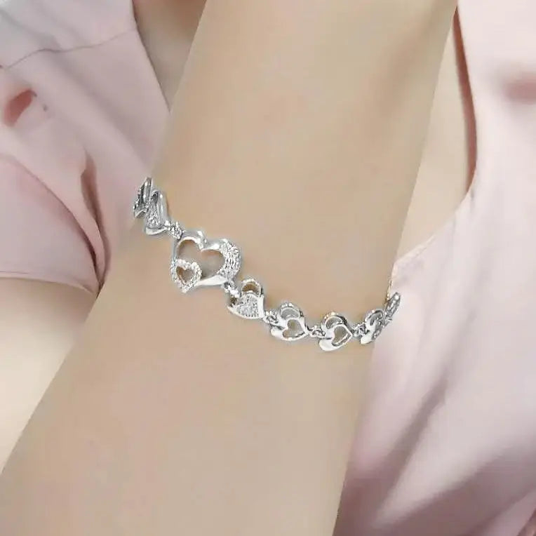 Alamode Rhodium Brass Bracelet with AAA Grade CZ in Clear - Alamode - Flyclothing LLC