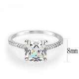 Alamode Rhodium Brass Ring with AAA Grade CZ in Clear - Alamode